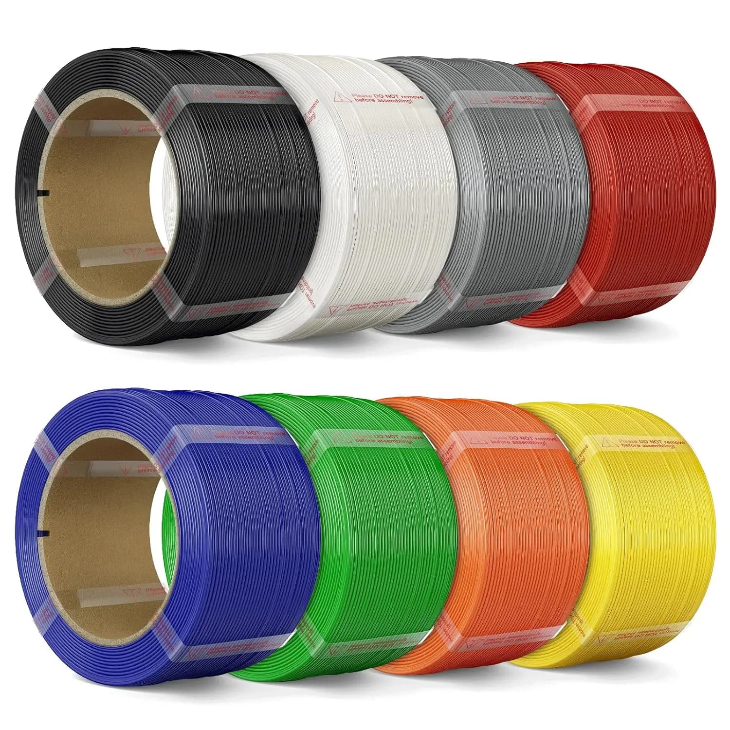 PLA Filament 1.75mm for 3D Printer - 8 Color Sampler Set, Black White Gray Red Yellow Blue Green Orange