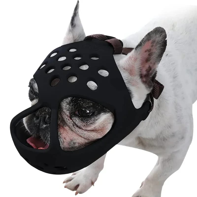 Museruola per cani per cani a mussola corta Museruola in silicone morbido per morere, masticare, leccare per bulldog francese, per faccia piatta