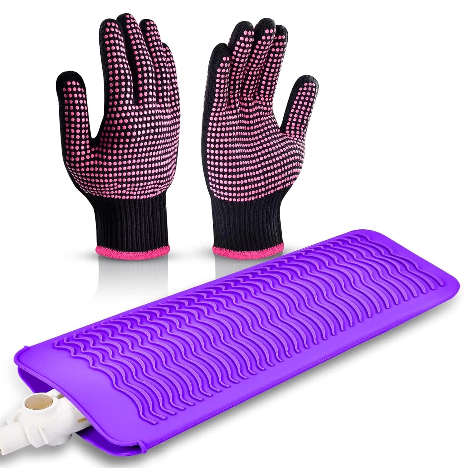 Guanti resistenti al calore con custodia in silicone per ferro arricciacapelli, piastra per capelli, stiracapelli - 2 pezzi