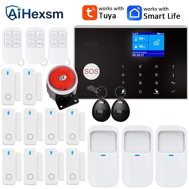 Sistema di Allarme Smart Tuya GSM WiFi per Villa Residenziale, Sicurezza Domestica Wireless, Controllo tramite App Smart Life, Compatibile con Alexa
