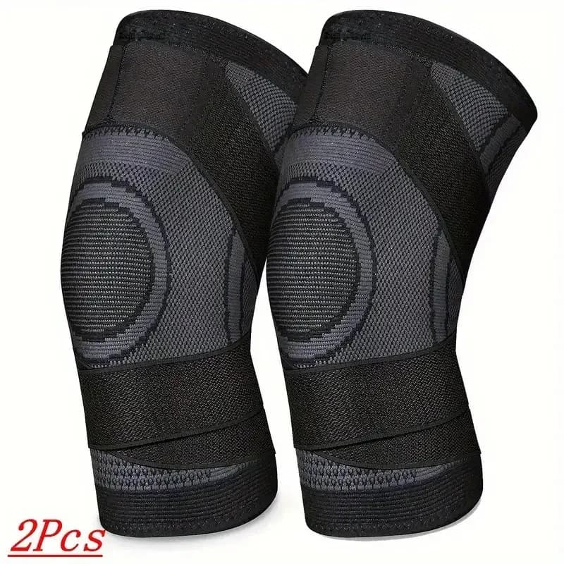 Ginocchiera in maglia a compressione da 2 pezzi per lo sport Assorbe rapidamente il sudore Mantieni le ginocchia Calde ginocchiere Supporto traspirante