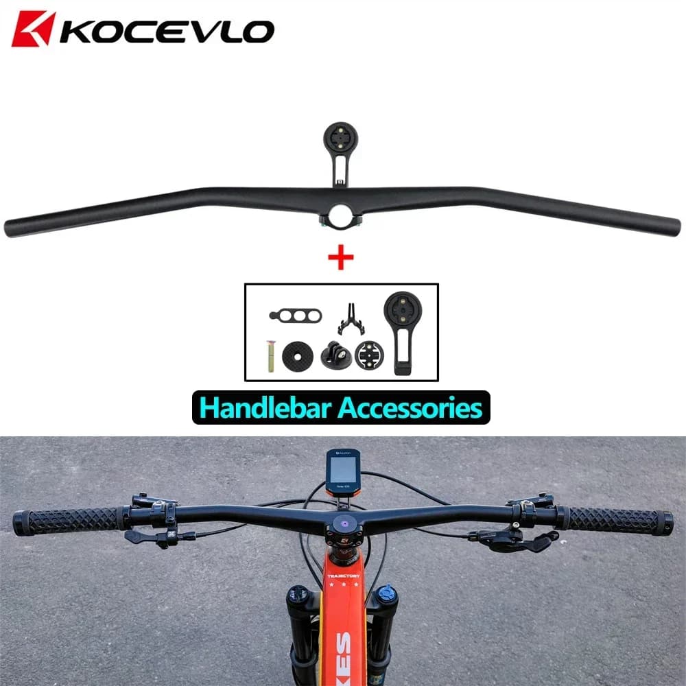 KOCEVLO Manubrio integrato in fibra di carbonio AM Dirt Bike, manubrio MTB Mountain Bike XC con supporto per Computer, maniglia per bicicletta da 800mm