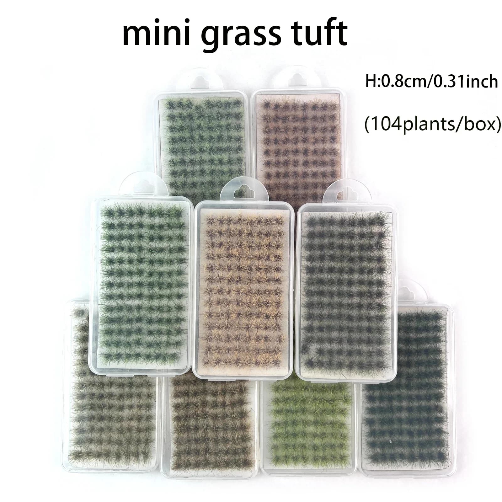 8MM Static Grass Tuft Artificial Miniature Plants for Ho N Railway Train Layout Military Scene Diy Making Wargame Diorama 104pcs