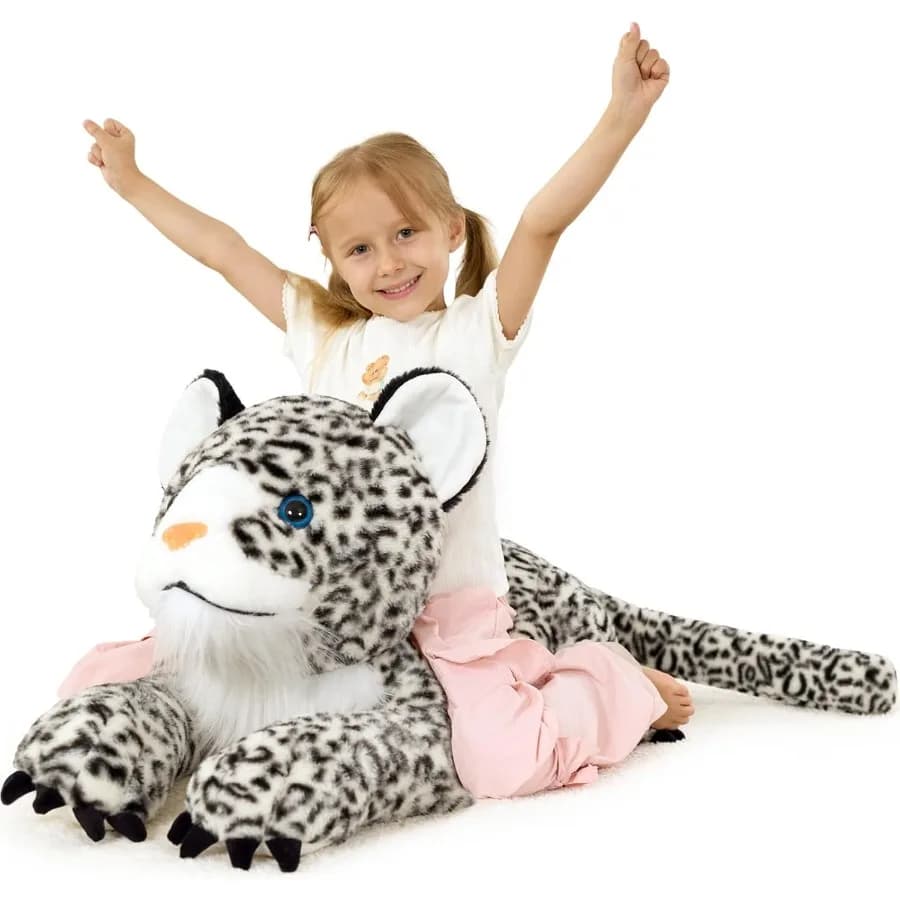 MaoGoLan Gigante Neve Leopardo Peluche Cuscino 47 Morbido Soffice Ghepardo Peluche Grande Jaguar Realistico Stuffy Natale Birt