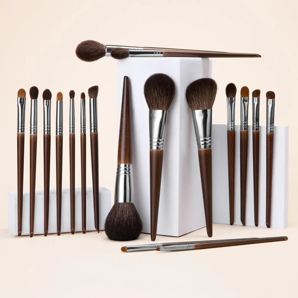 OVW Set of natural goat fur makeup brushes Professional kit brocha maquillaje pedzle do makijazu brush for fading shader
