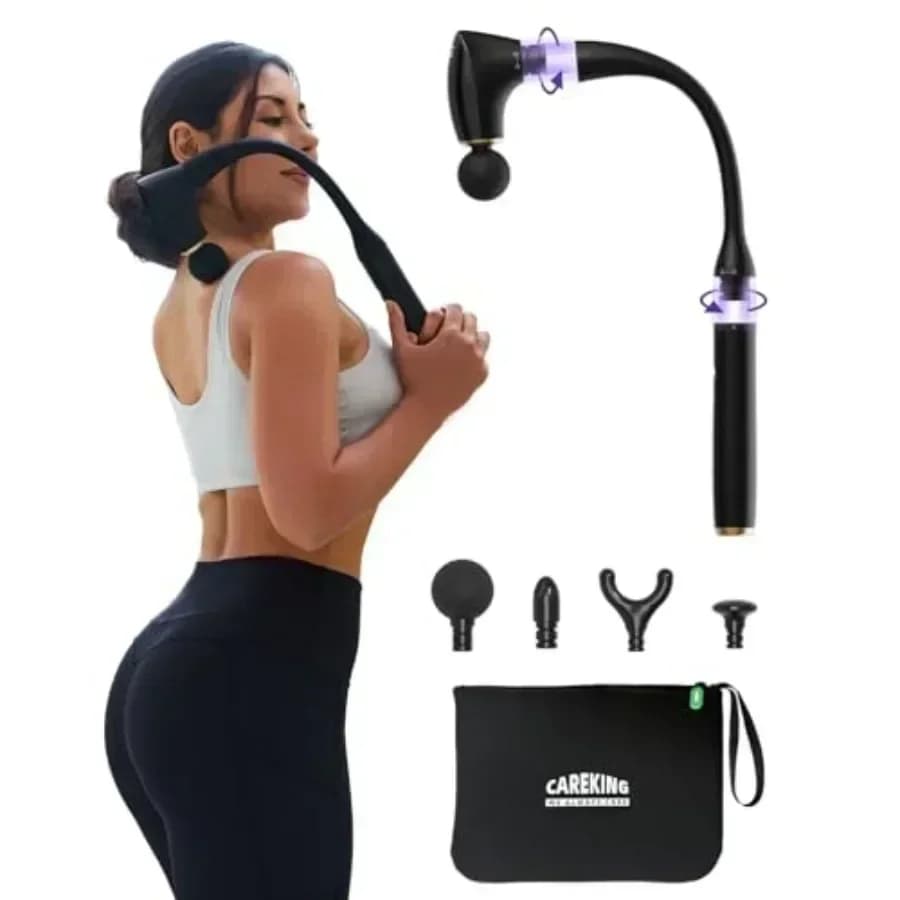 2in1 detachable percussion massage pad with extension handle to relieve complete pain: ideal for deep tissue therapy on Ba