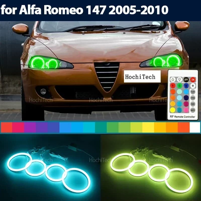 Remote control Angel Eyes LED Cotton RGB 16 colors Alfa Romeo light ring 147 2005 2006 2007 2008 2009 2010 Accessories