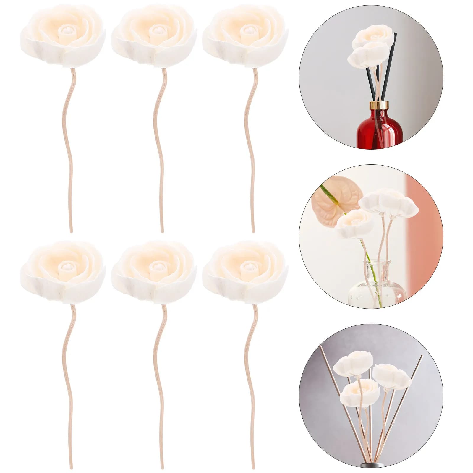 10 Pezzi Bastoncini Diffusori di Oli Essenziali in Rattan con Fiori Secchi, Bastoncini per Aromaterapia, Decorazione Profumata per Casa e Ufficio