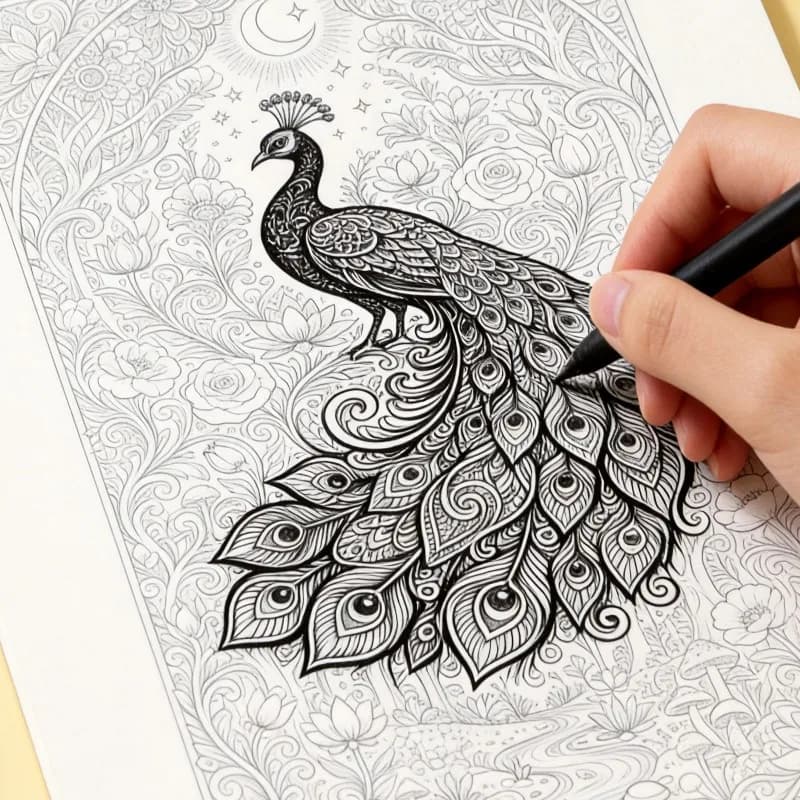 One Adult Decompression Line Draft Doodle Book, Line Drawing Coloring Book, Mandala Pattern Coloring Book, Picture Book, 21x14cm