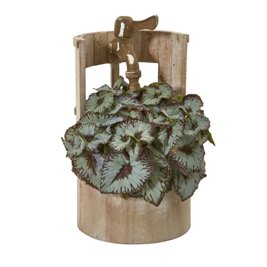 12in. Rex Begonia Artificial Plant in Faucet Planter