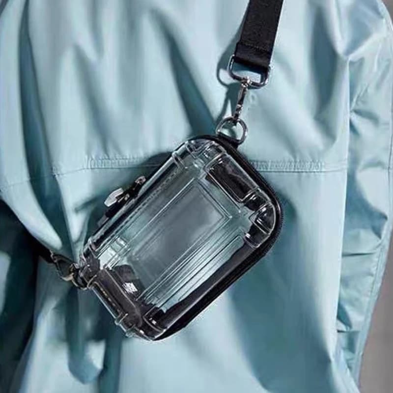 Mini borsa a tracolla rigida da donna, trasparente, per viaggi, cosmetici, articoli da toeletta, borsetta.
