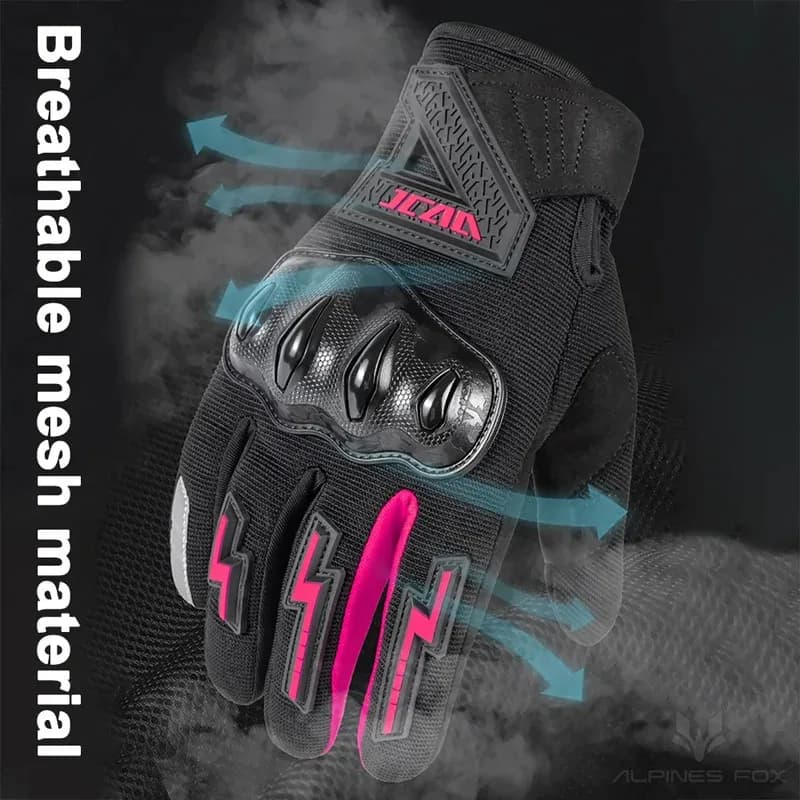 Guanti da motociclista estivi ultra traspiranti: Luvas dal design ventilato con protezione rigida per le nocche e articoli da ciclismo con palmo in rete