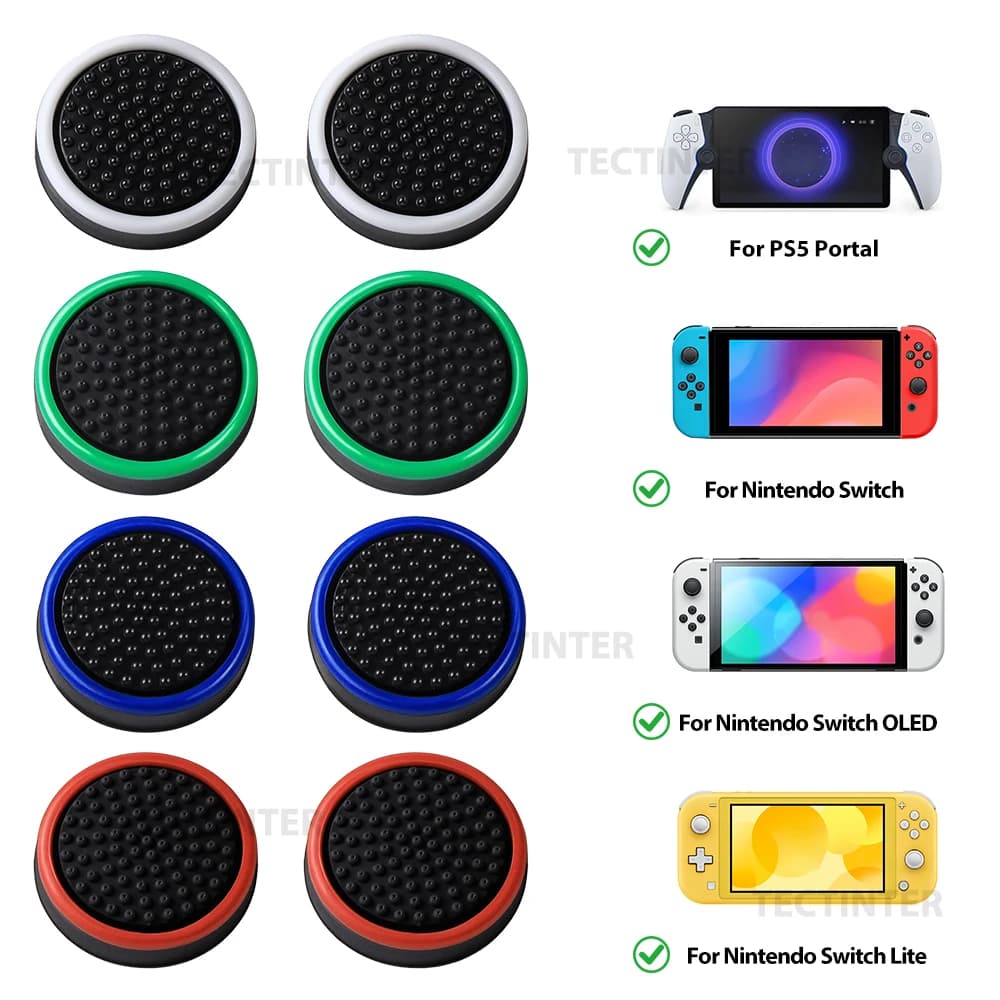 8 Pezzi Copri-Grip per Thumbstick per Console PS5 Portal e Nintendo Switch/OLED/Lite, Accessori di Ricambio in Silicone