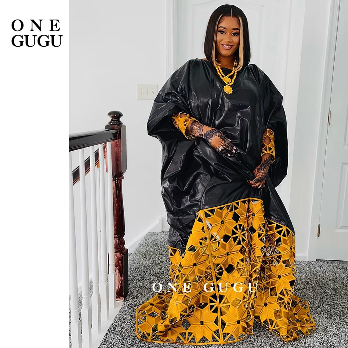 African winter dress rich in Bazin with wedding dress for women noble Brode golden Plus Size Nigerian dress Dashiki long sleeve dress