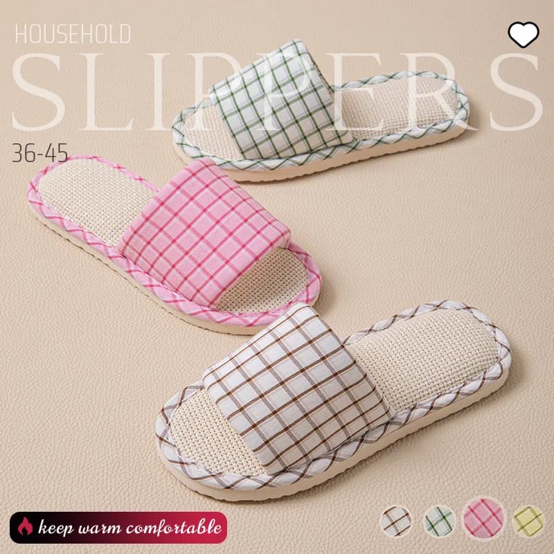 2026 Home Slipper Women Striped Spring Linen Couples Indoor House Non Slip Funny Sandals Cartoon Shoe Soft Flat Flax Comfortable