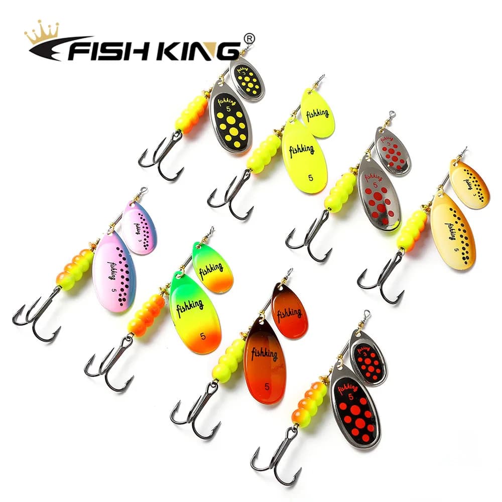 FISH KING 1 pz Spinner Richiamo di Pesca Spoonbait 110mm 25g Doppio Cucchiaio di Metallo Crankbaits Wobblers da Pesca per Luccio Crochet Kit