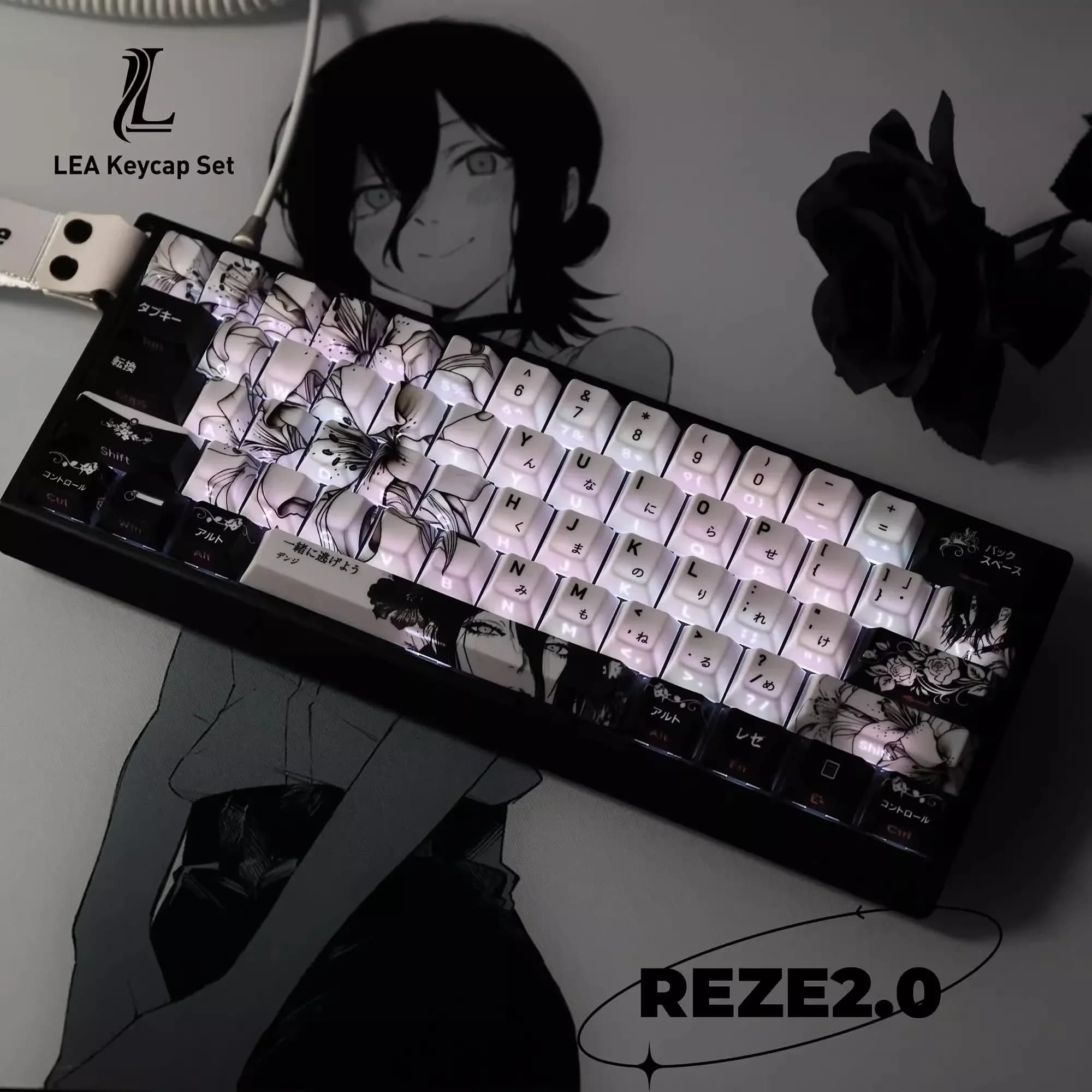REZE Anime Tema Copritasti Set Personalizzato PBT Sublimazione Cherry Profilo Copritasti tastiera per Accessori tastiera meccanica Ragazza