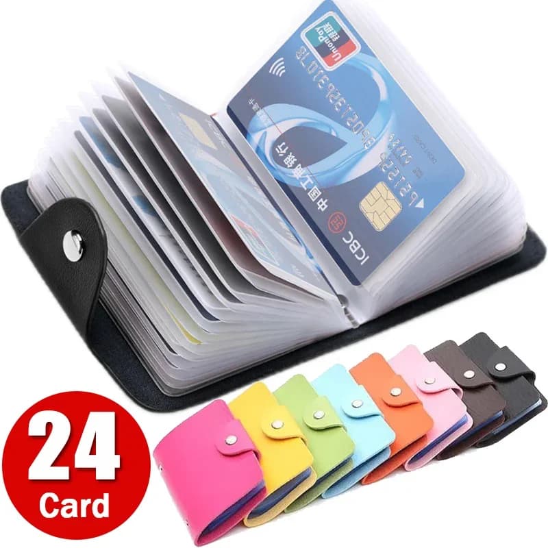 Porta carte da 24 bit Funzione in pelle Porta biglietti da visita Uomo Donna Porta carte per passaporto di credito Porta carte per passaporto ID 7 colori