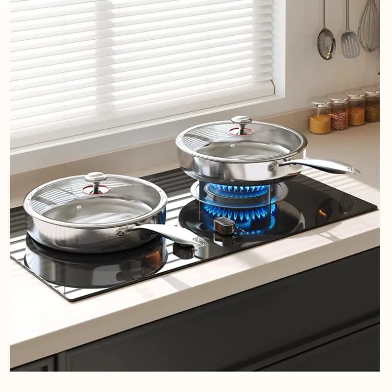 Non-coated 316 stainless steel flat bottom pan for domestic use, non-stick induction cooker, specialty steak pan