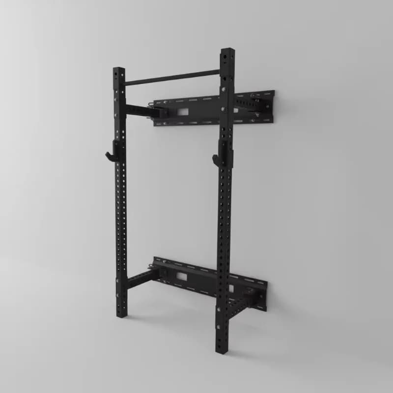 Rack per Squat Pieghevole Salvaspazio da Parete con Barra per Trazioni per Palestra Domestica