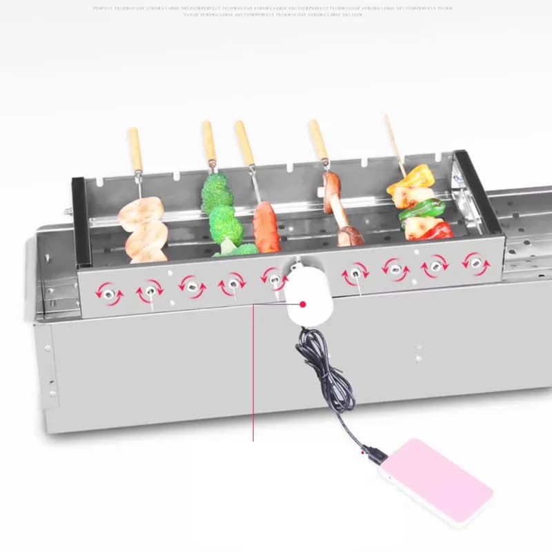 Griglia per barbecue ribaltabile automatica in acciaio inossidabile, griglia per spiedini di agnello commerciale e domestica, banca di potere plug-in, rotazione elettrica g