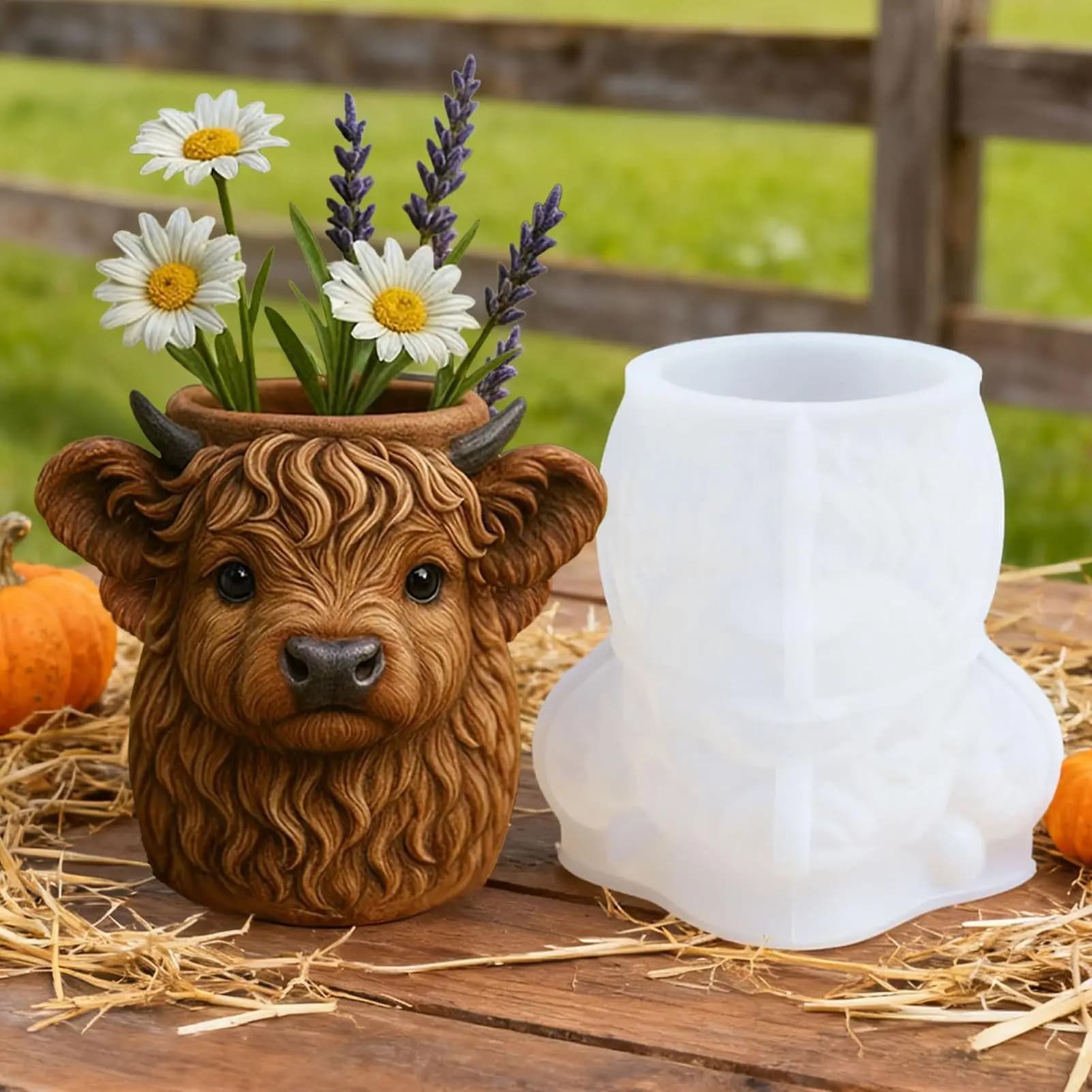 Stampo in Silicone a Forma di Mucca per Decorazioni, Vasi e Contenitori in Cemento, Gesso e Calcestruzzo – Ideale per Principianti e Professionisti, Uso Domestico