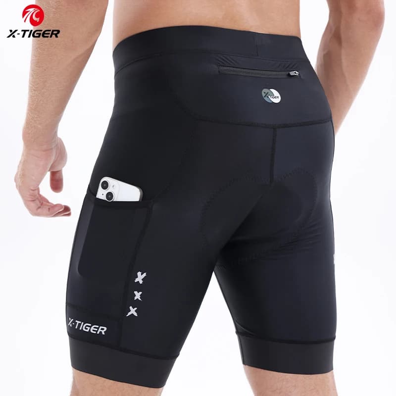 X-TIGER Men's Cycling Shorts Pro Shock Absorption 5D Breathable Reflective Padded Mountain Road Bike Shorts with Back Pockets