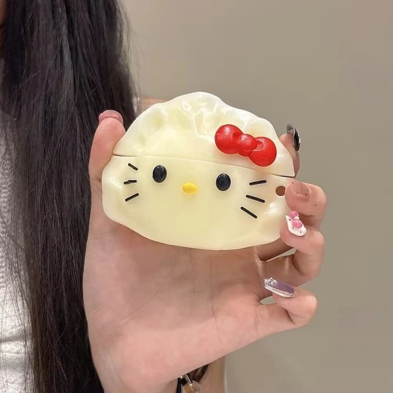 Custodia per auricolare con gatto gnocco 3D per Apple Airpods Pro 3 2 1 4 con fibbia a gancio