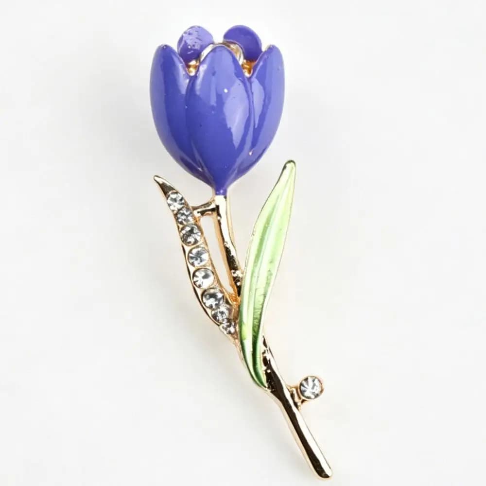 Exquisite Purple Tulip Enamel Brooch Pin Costume Decoration Sweater Jacket Backpack Accessories Holiday Gifts