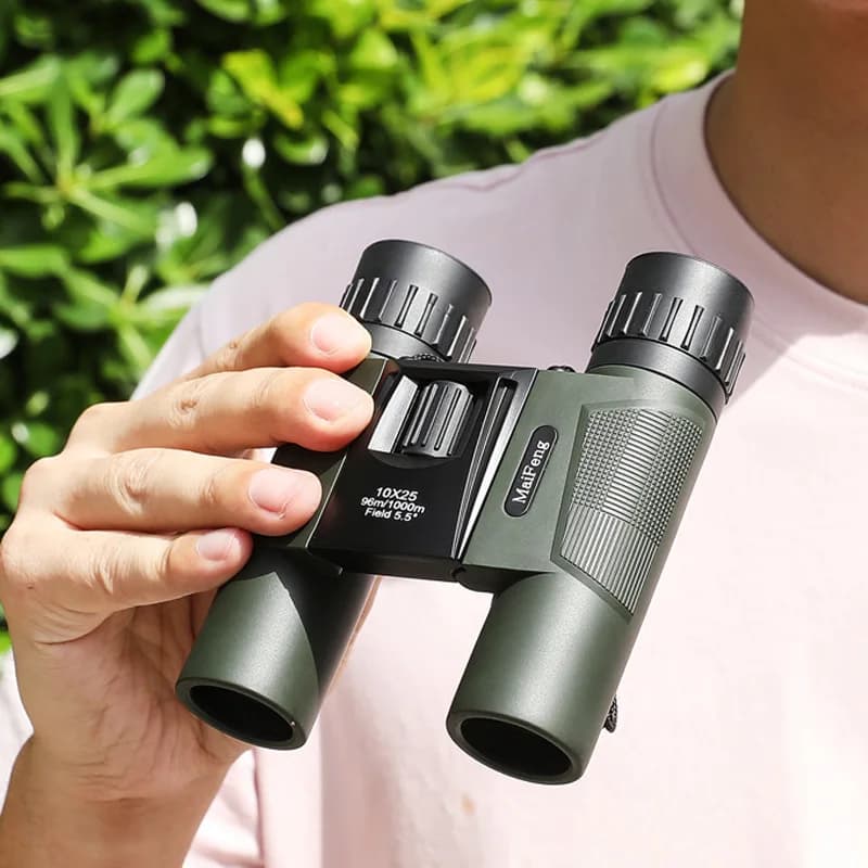 Nuovo Maifeng 10x25 Binocolo Portatile Pieghevole HD Telescopio Ad Alta Potenza Caccia Esterna Escursionismo Campeggio Equiment BAK4 Impermeabile