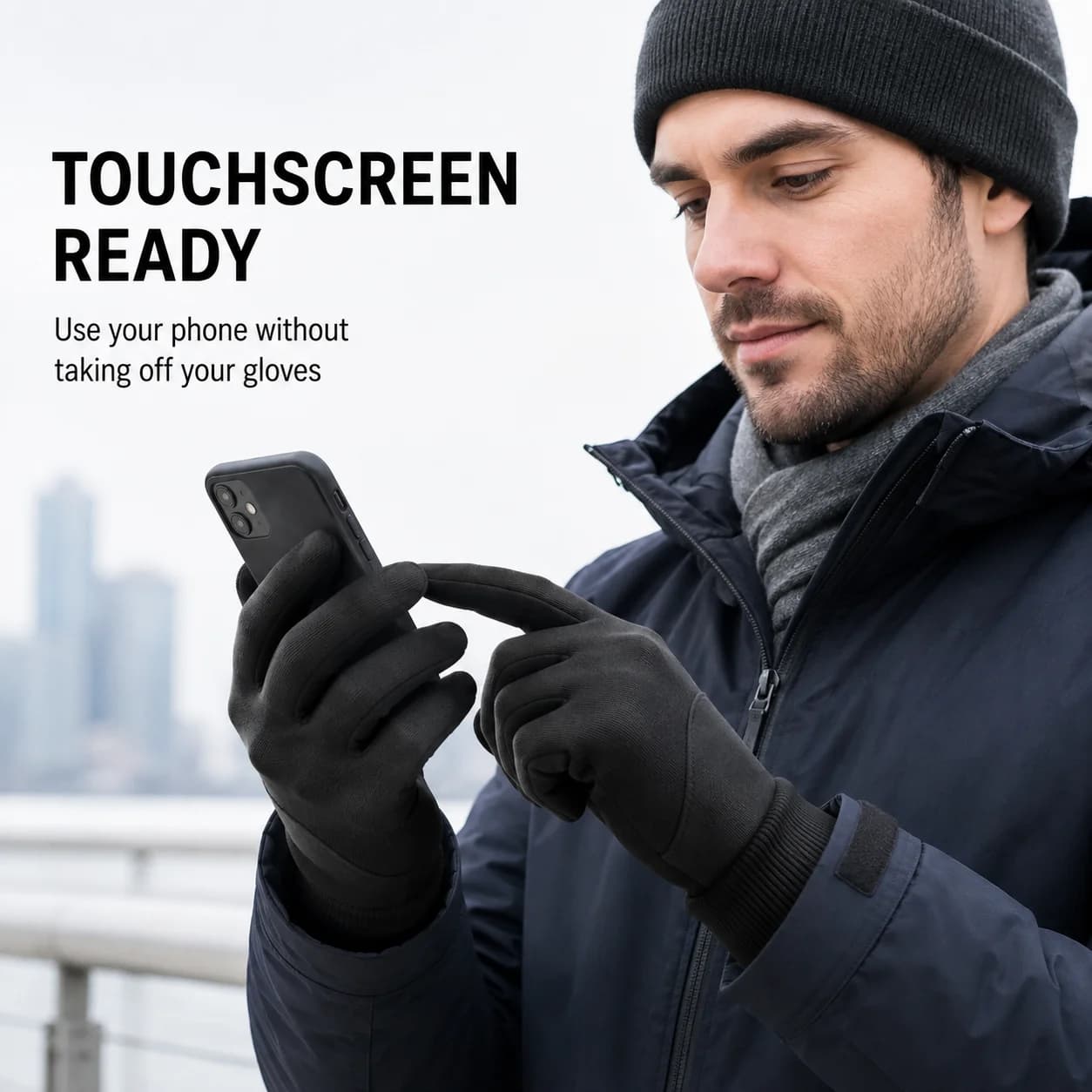 Winter Touchscreen Gloves for Men and Women, Fleece-Lined Windproof Water-Resistant Running Gloves for Cycling and Driving
