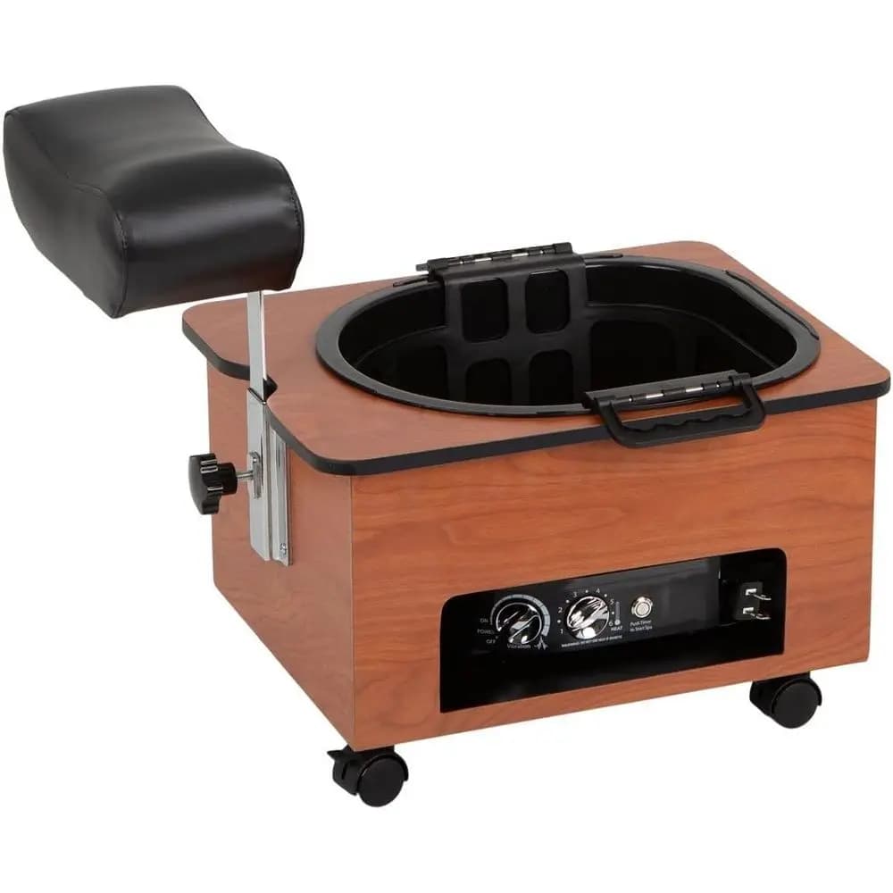 Vasca per Pedicure Portatile con Poggiapiedi Regolabile, Vasca Ultra-Leggera, Base con Ruote, Cestello EZ, Doppio Riscaldamento e Vibrazione, Riduzione del Rumore