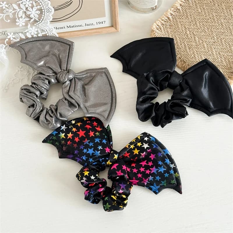 Halloween Bat Wing Bow anello per capelli intestino crasso ragazze Sweet Cool Hair Rope per le donne Party Cosplay copricapo divertente creativo