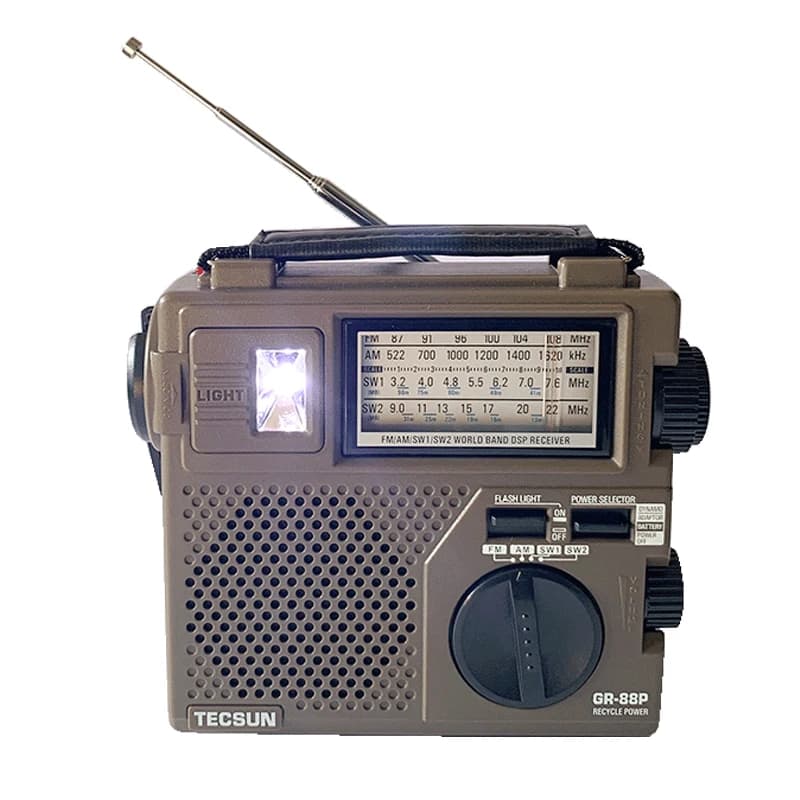 TECSUN GR-88 GR-88P Ricevitore radio digitale Luce di emergenza Radio Dinamo Radio con altoparlante incorporato Alimentazione manuale manuale