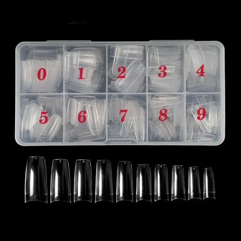 500 pezzi punte per unghie acriliche mezza copertura artificiale trasparente francese copertura completa manicure set di scatole per unghie finte per nail art fai da te