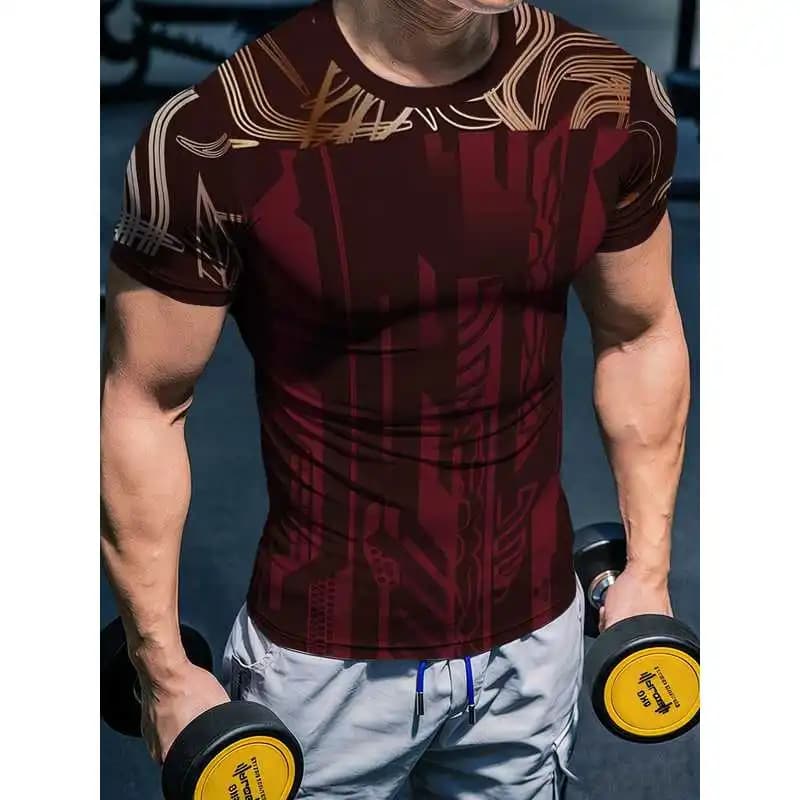 Men's High-Elasticity Quick-Dry Fitness ApparelTWine red breathable, moisture-wicking, skin-friendly, tight-fitting sports top