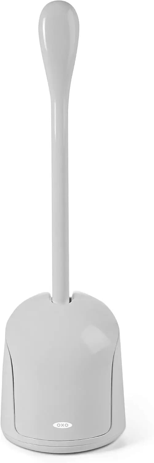 Set compatto di spazzola e contenitore per WC in grigio per una pulizia efficiente del bagno