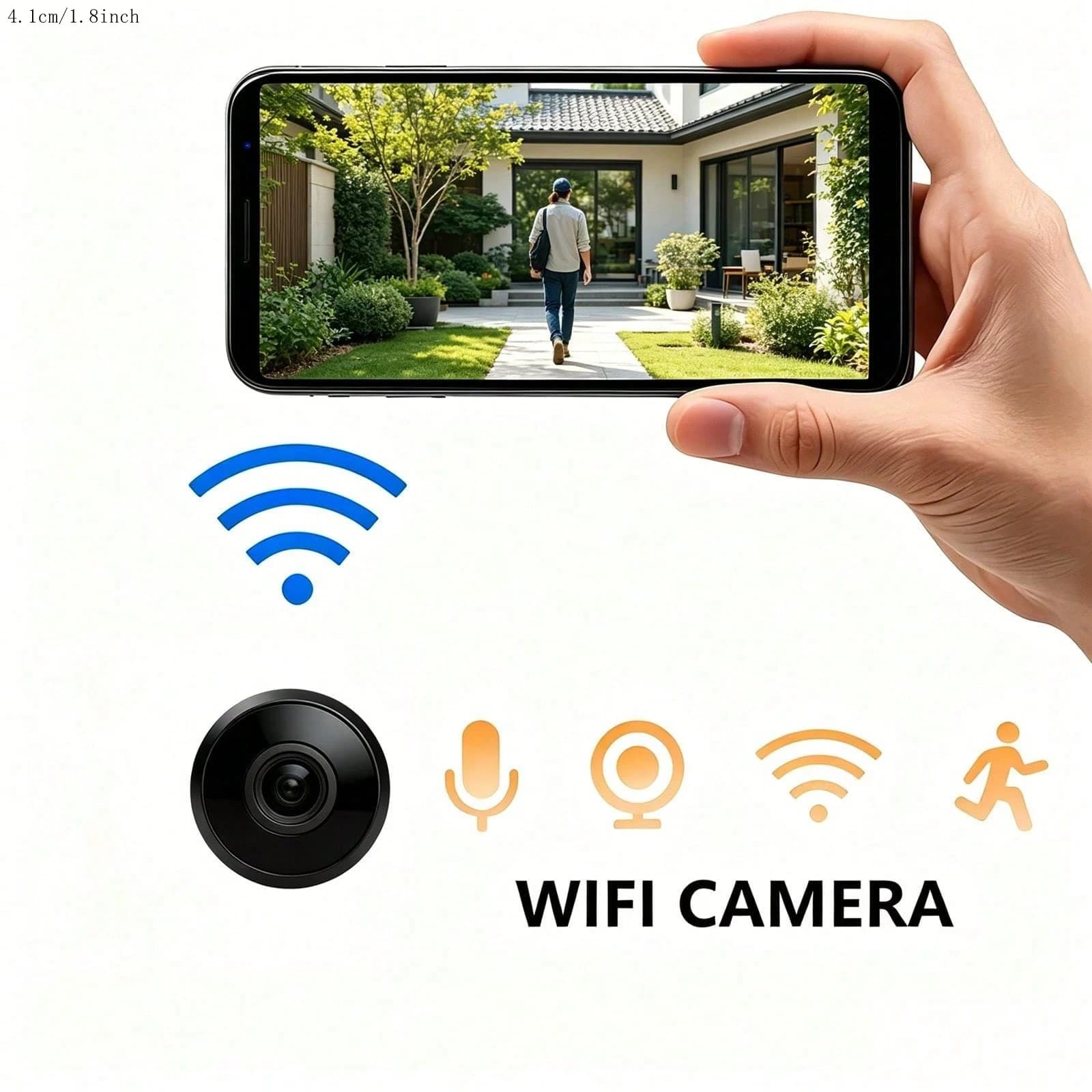 Monitor Domestico R30 a Forma di Presa, Visione Notturna HD, Dispositivo di Sicurezza Wireless per Interni per la Sorveglianza Completa della Stanza