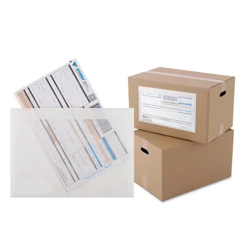50 pz/lotto Sacchetti di Plastica Zaino Trasparente Bill Bag Singola Fattura Formato di Carta Adesivi Imballaggio Borsa Corriere Documento postale
