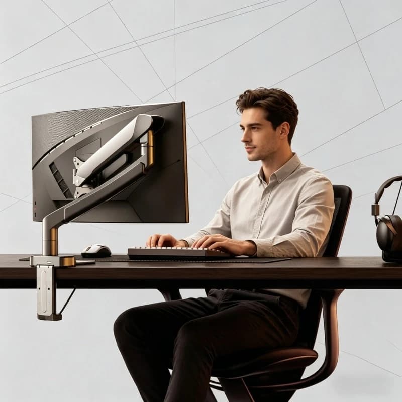 Supporto da scrivania per monitor singolo, universale, regolabile, girevole e inclinabile, fino a 32 pollici, 19,8 libbre, supporto per schermo del computer