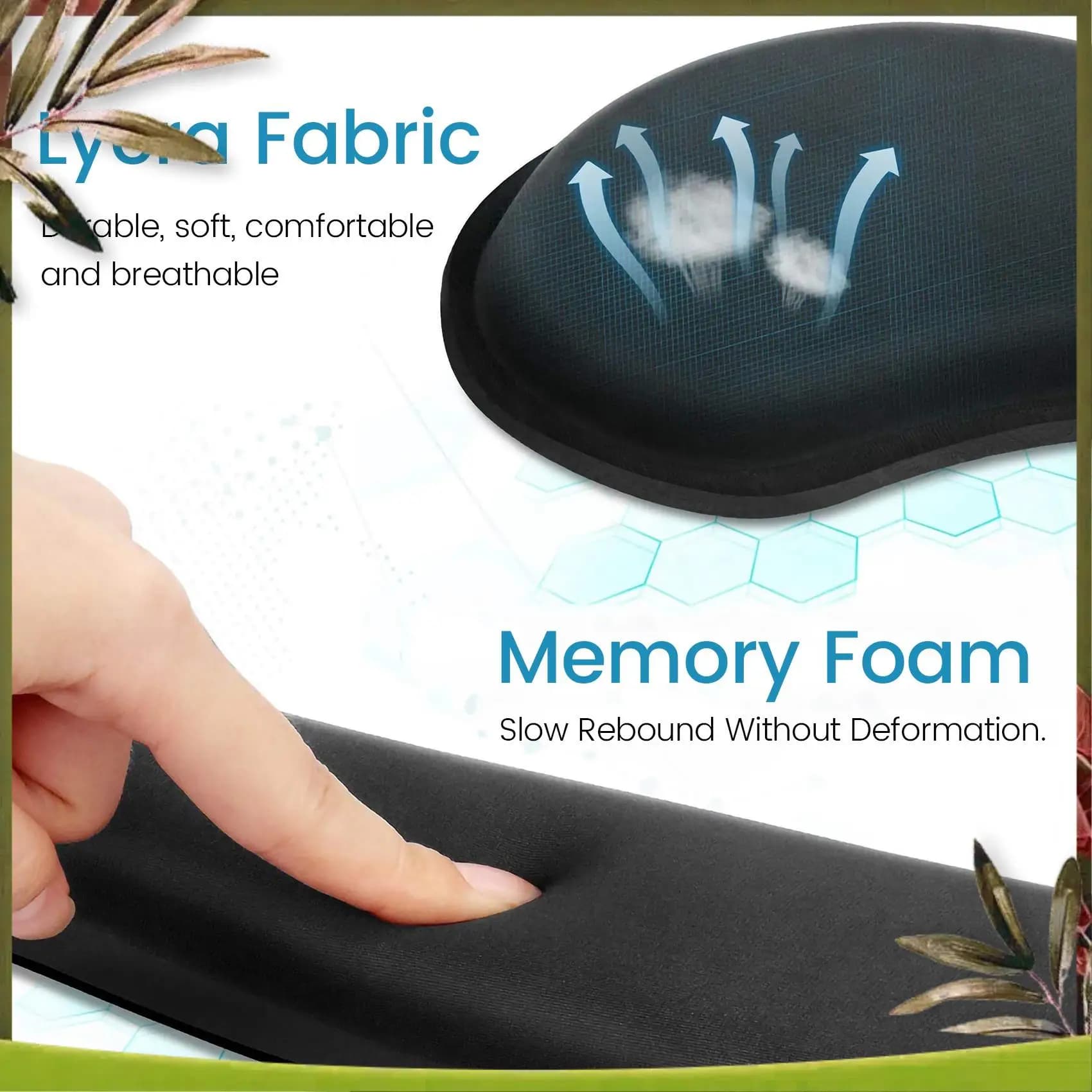 Nuovo set di memory foam gel per poggiapolsi per tastiera, supporto per cuscino da polso per mouse per ufficio, leggero, nero