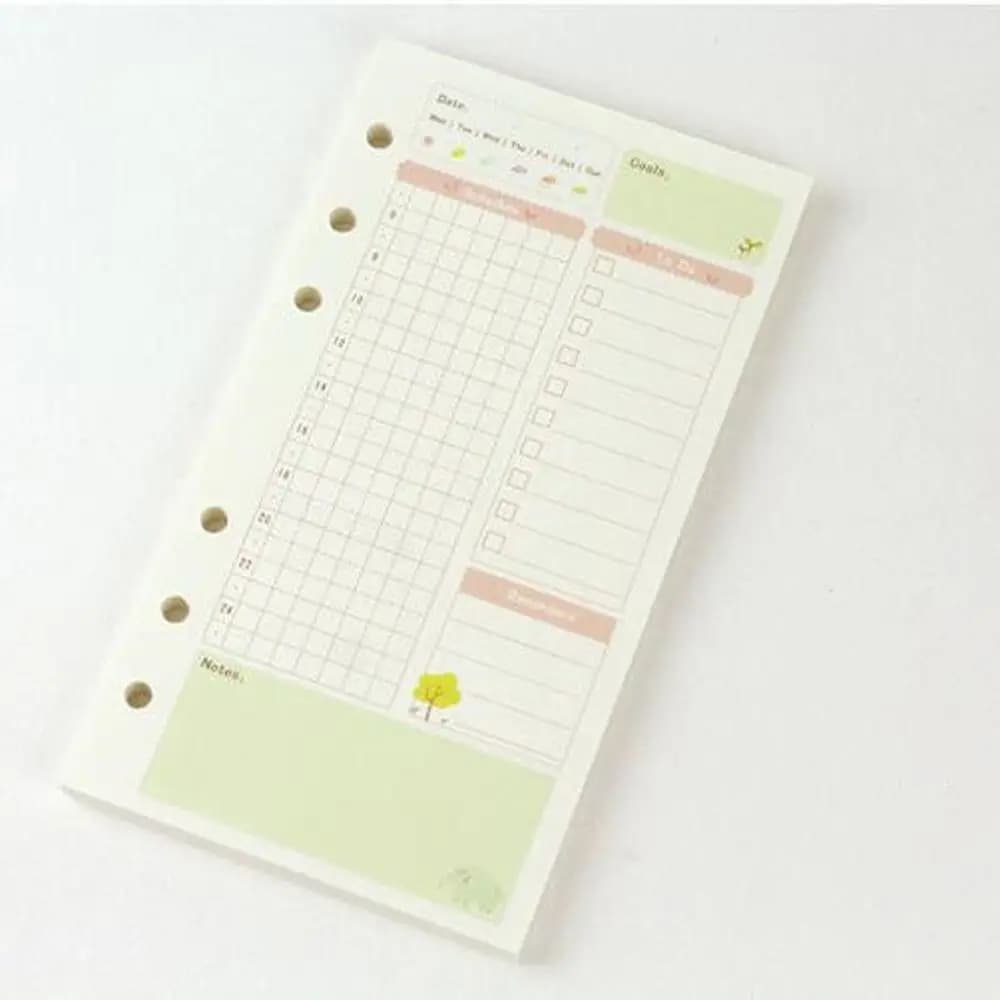 Elenco delle cose da fare Agenda giornaliera Mensile 45 fogli di carta per notebook Ricarica di carta a fogli mobili Raccoglitore di ricarica per notebook Pagina interna