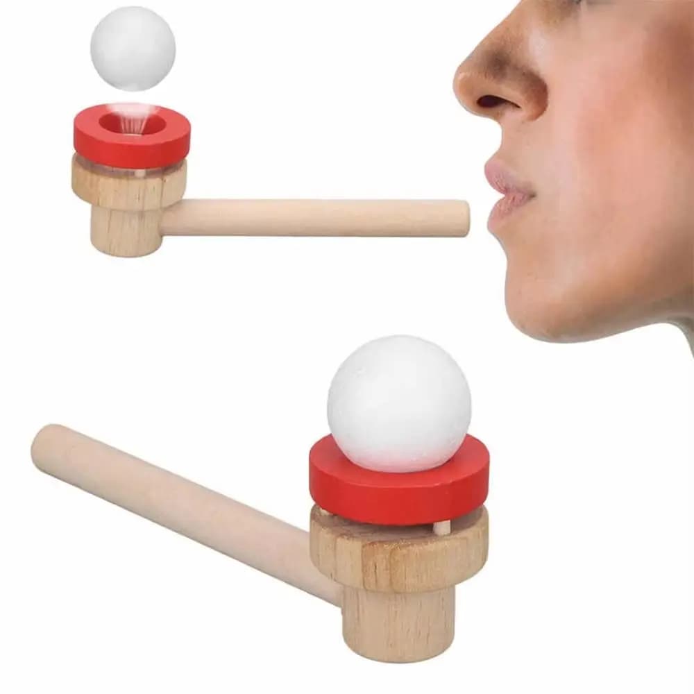 Wooden Hanging Ball Blower Intellectual Educational Floating Blow Pipe Balls Blowing Floating Ball for Lung Capacity Training