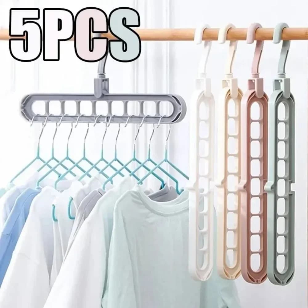5 pz 9 fori armadio portaoggetti rack multifunzionale pieghevole stendibiancheria portaoggetti salvaspazio appendiabiti