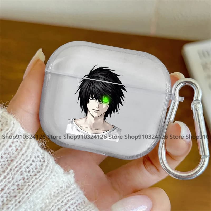 Anime D-DEATH NOTE L Lawliet Transparent case for Airpods Pro 3 2 1 4 Custodies for Japanese Airpod cute cartoon case for TPU earphones