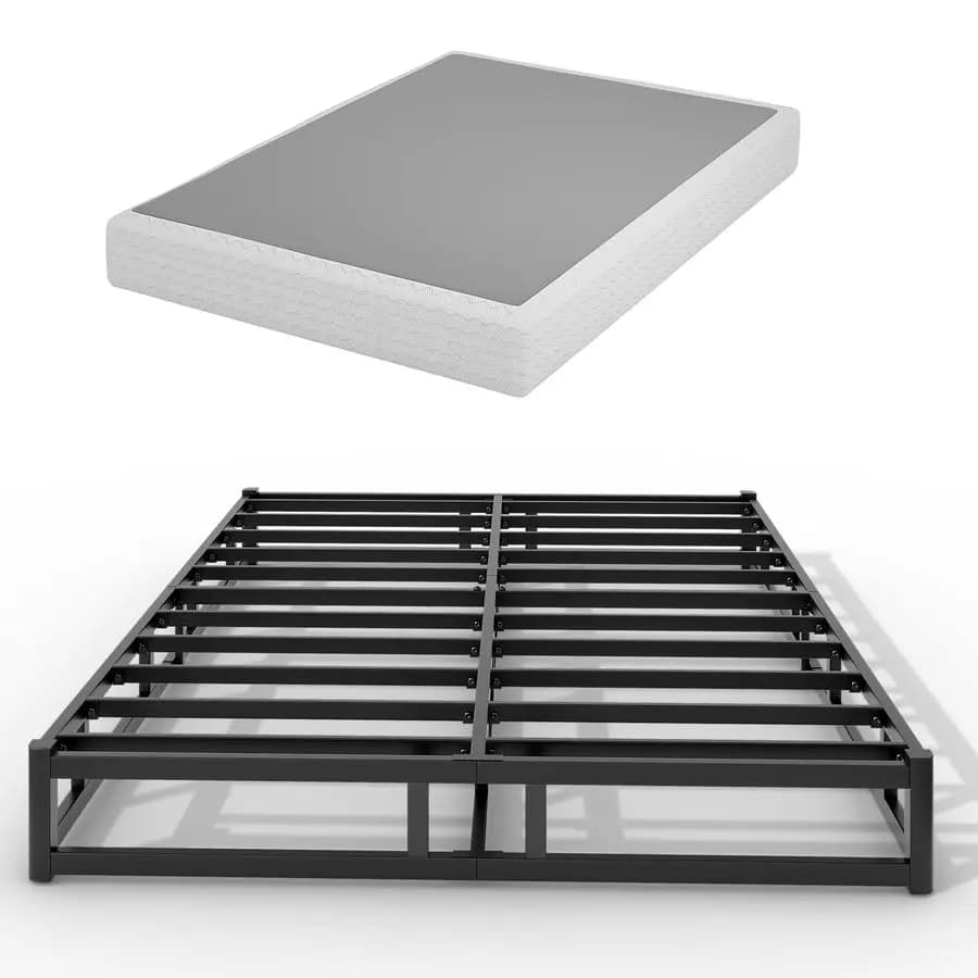 Base letto a molle da 7 pollici a basso profilo con rivestimento in cotone lavabile, silenziosa, facile da montare, supporto robusto