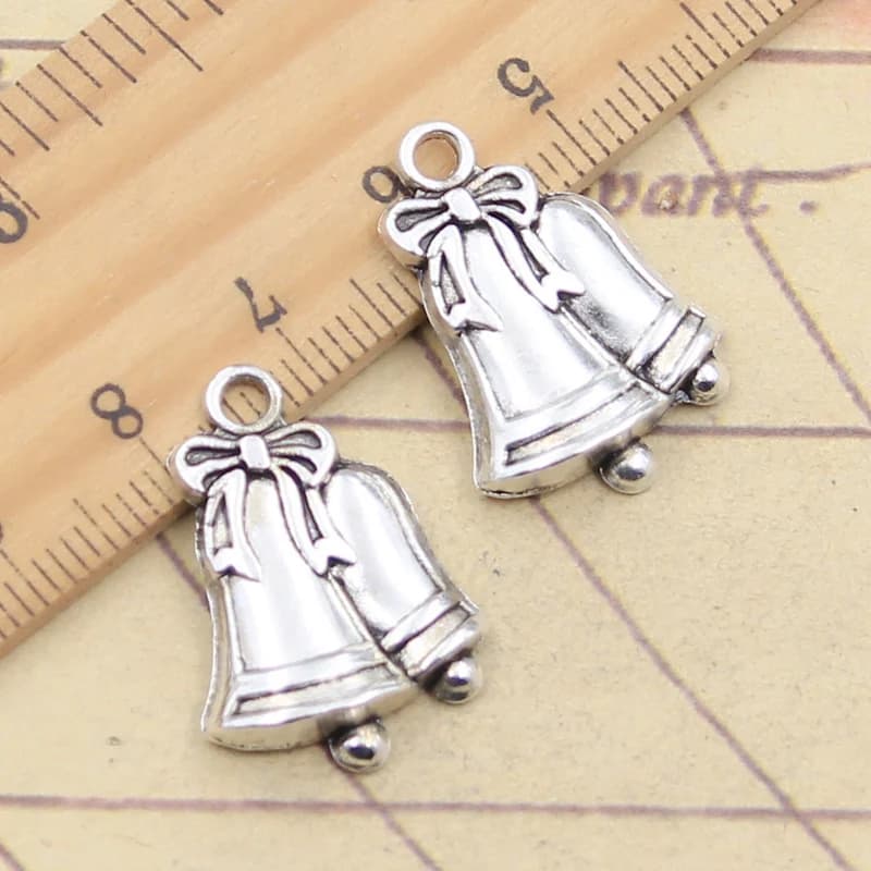 10pcs Charms Christmas Bell 24x17mm Tibetan Silver Color Pendants Antique Jewelry Making DIY Handmade Craft