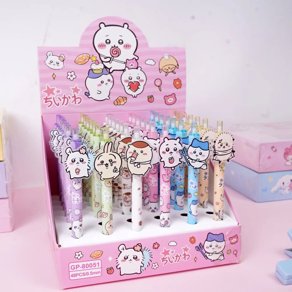 Simpatiche penne gel a pressione Kawaii Chiikawa per scrivere, penne neutre con inchiostro nero da 0,5 mm, per ufficio, scuola, regali per bambini, anime.