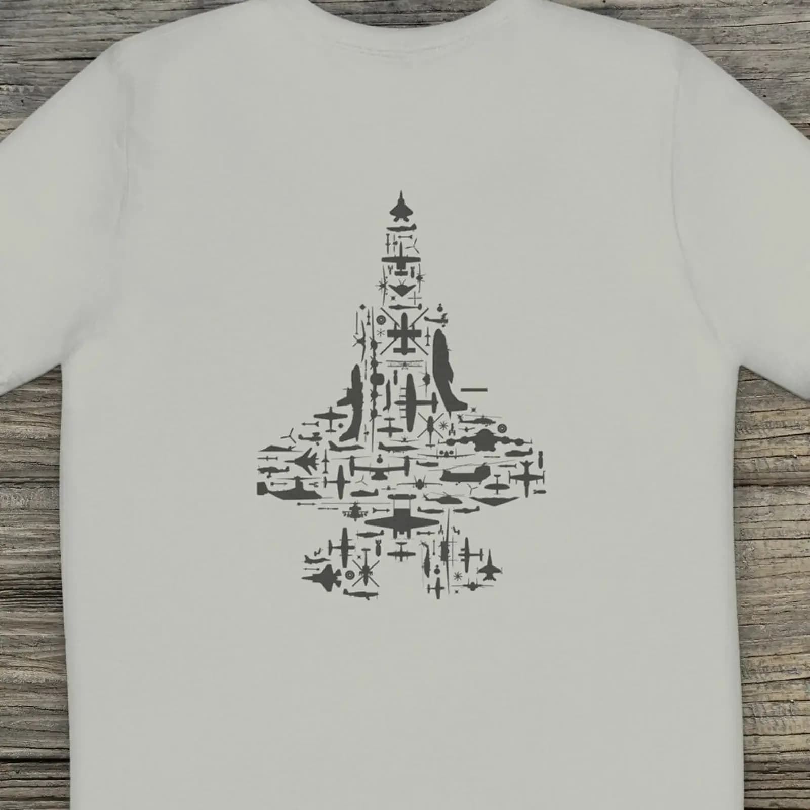T-shirt Flight V3 0 Jet Collage con stampa di aerei da combattimento, elicotteri e componenti, in jersey vintage lavato e confortevole