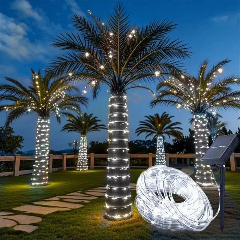 Luci a tubo flessibili solari Luci a stringa per tubi flessibili a LED per esterni 8 modalità di illuminazione Decorazione per albero di nozze per feste di Natale